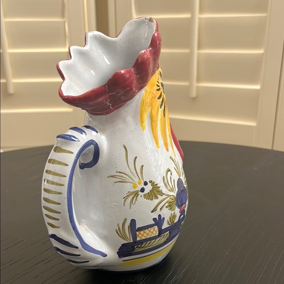 Vintage Signed Deruta Colorful Rooster Ceramic Hand Painted Pitcher from Italy - Picture 4 of 16